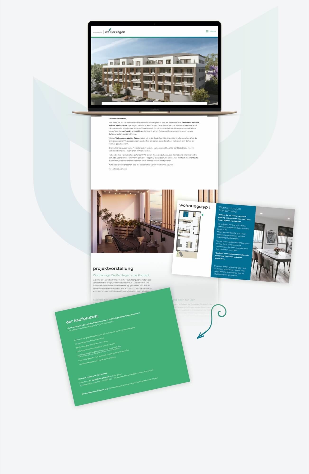 Landingpage der Wohnanlage Weißer Regen