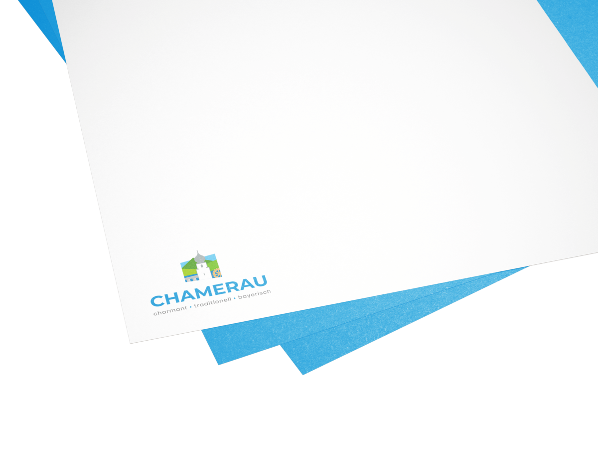 Briefpapier der Gemeinde Chamerau mit dem neuen Logo