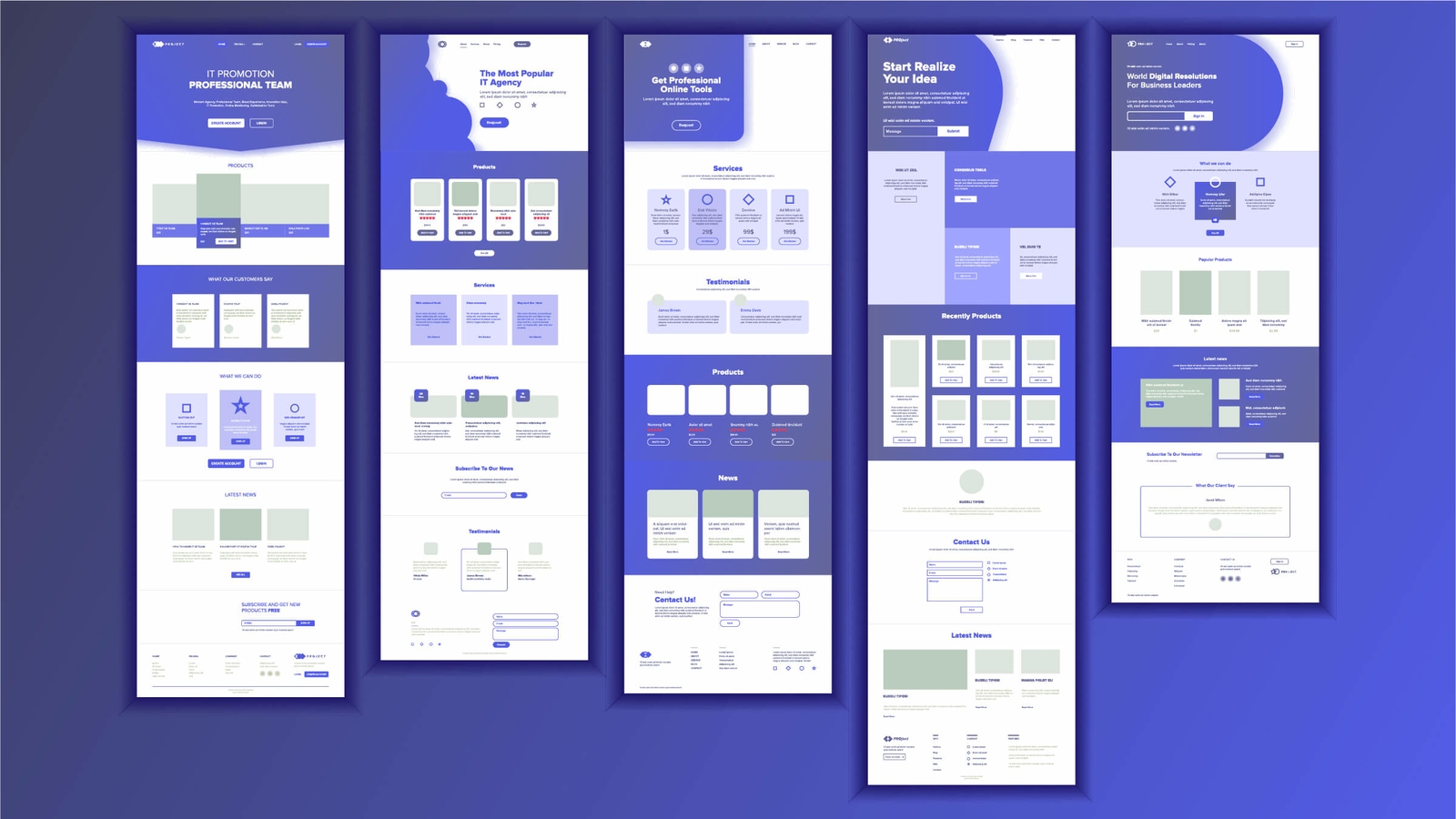 Verschiedene Landingpage Designs