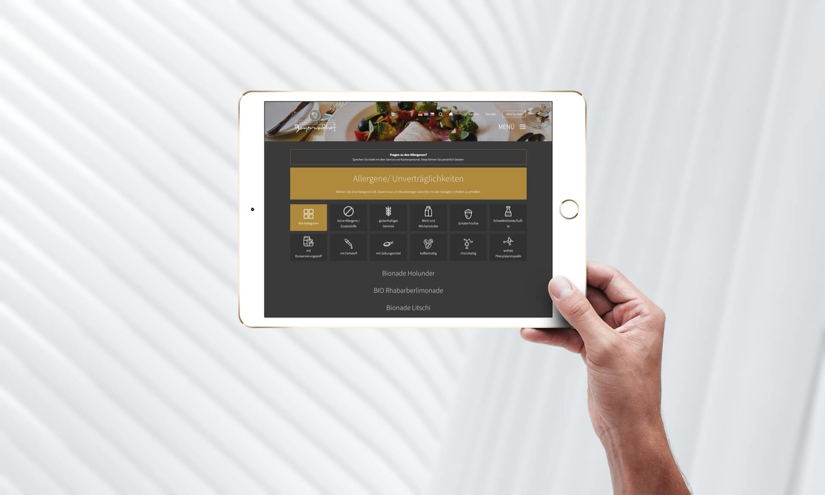 Screenshot der Allergenkennzeichnung im Wellnesshotel Bayerwaldhof