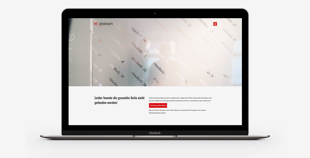 404-Fehlerseite auf der Website der Werbeagentur Dreibein aus Cham