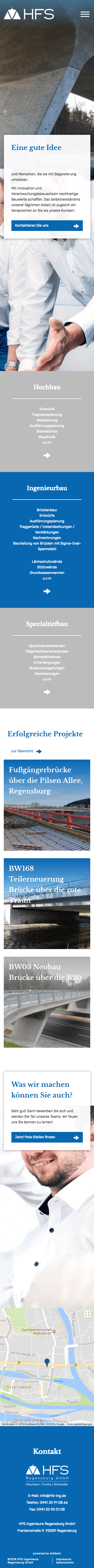 Mobile Ansicht der Website hfs-ing.de (Mobile)