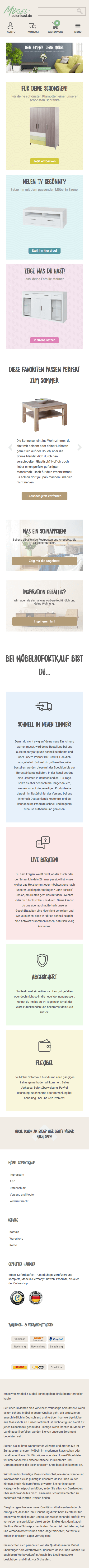 Möbel Sofortkauf am Smartphone (Mobile)