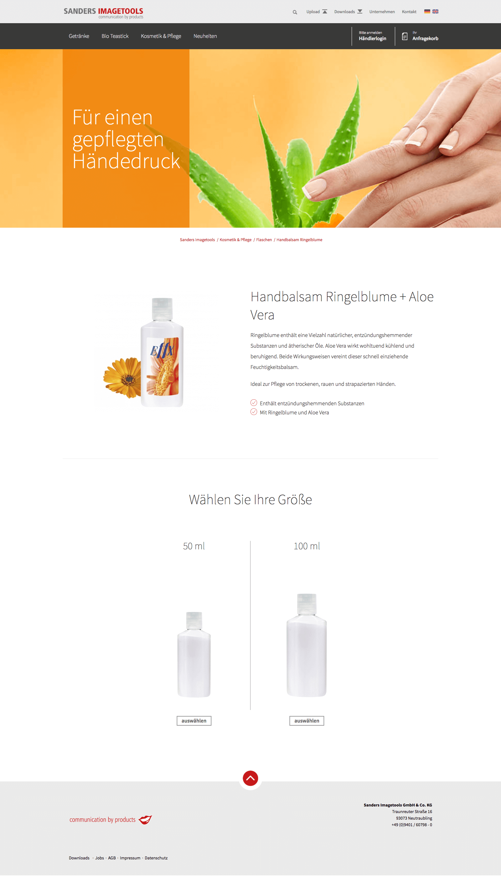 Produktseite von www.imagetools.com in der Desktop-Ansicht (Desktop)