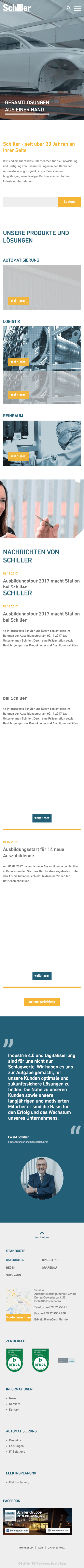 Responsive Darstellung von schiller.de (Mobile)