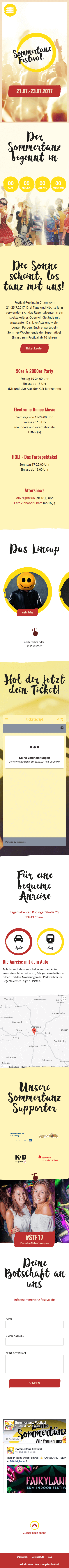 One-Pager sommertanzfestival.de in der mobilen Ansicht. (Mobile)