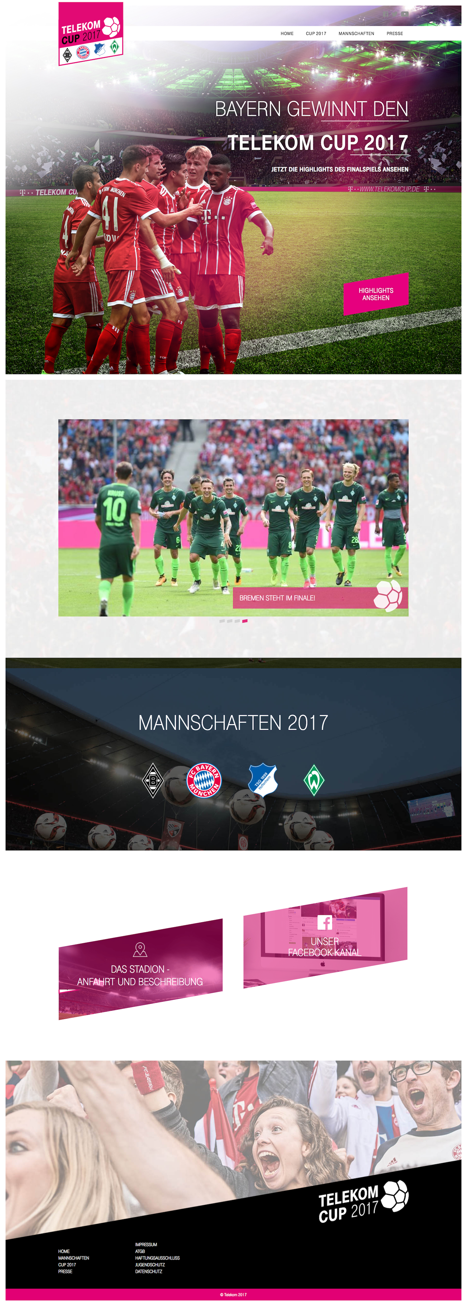 Startseite des Telekom Cup in der Desktop-Ansicht (Desktop)