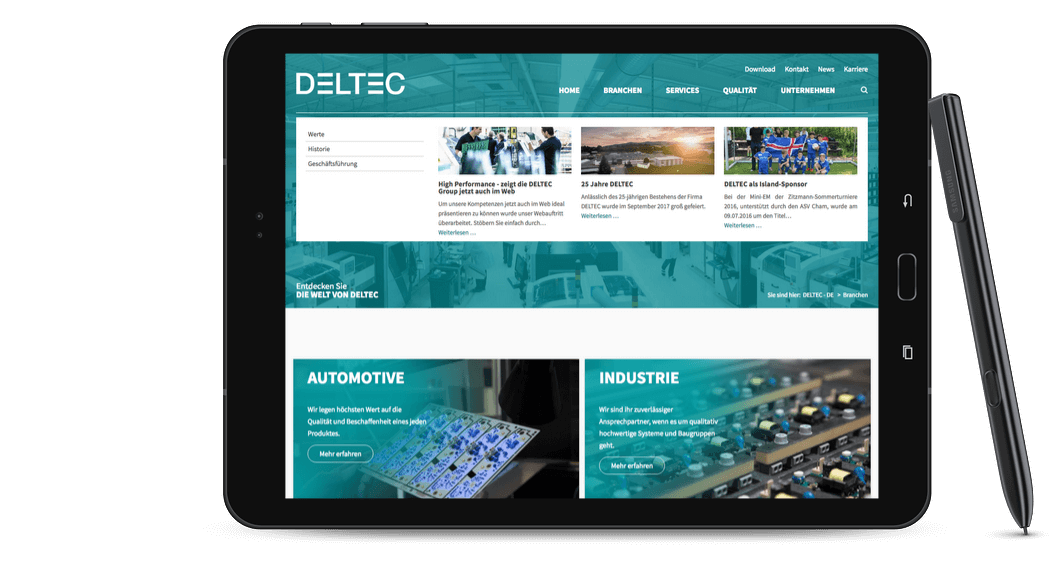 Ansicht der deltecgroup.com-Website in einem MacBook