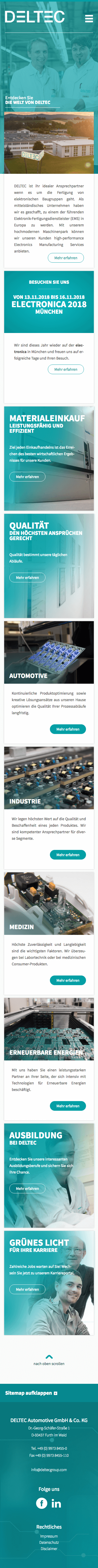 Mobile Ansicht der Website deltecgroup.com (Mobile)