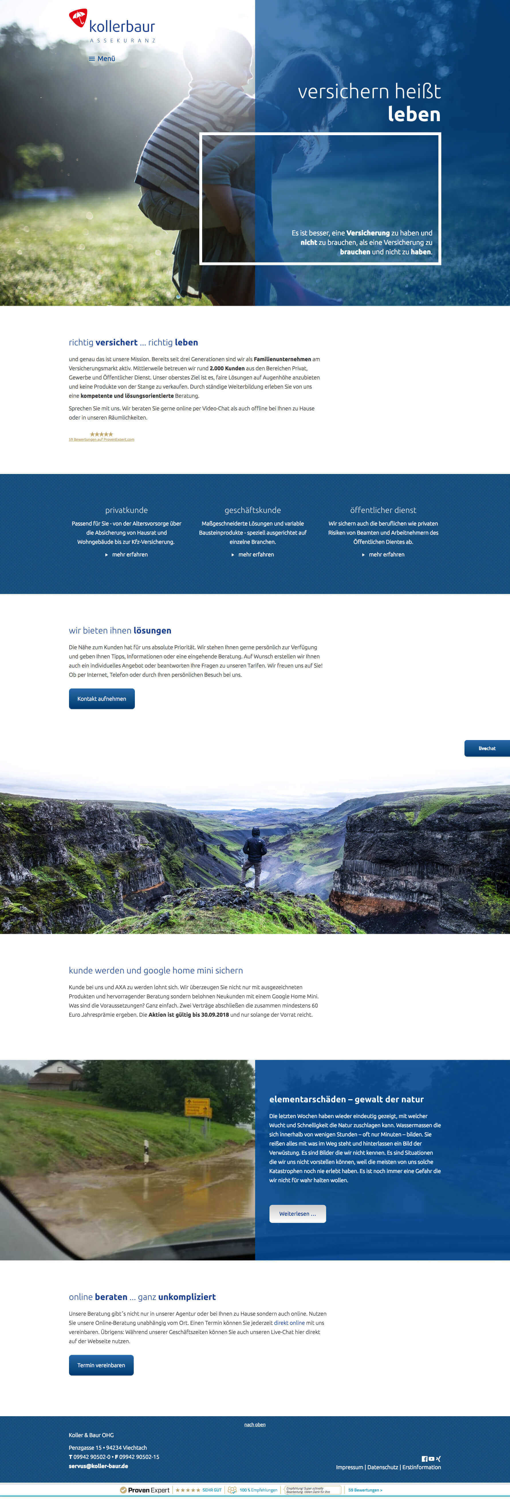 Desktop-Ansicht der Website koller-baur.de (Desktop)
