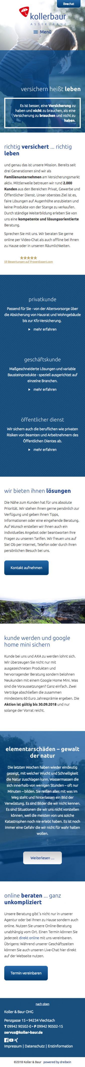 Mobile Ansicht der Website koller-baur.de (Mobile)