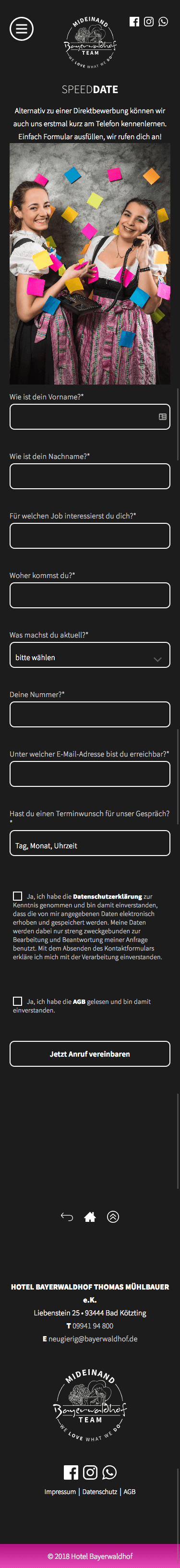 Screenshot des SpeedDates mobil von Mideinand im Bayerwaldhof (Mobile)