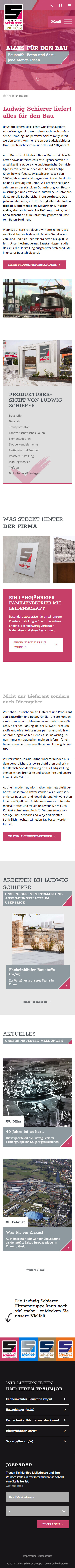 Website Firma Schierer aus Cham (Mobile)