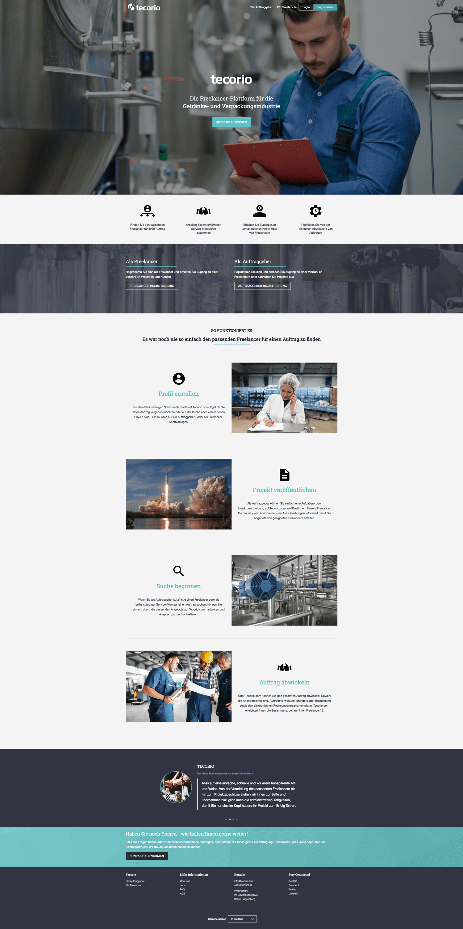 Desktop-Ansicht der Website Tecorio.com (Desktop)