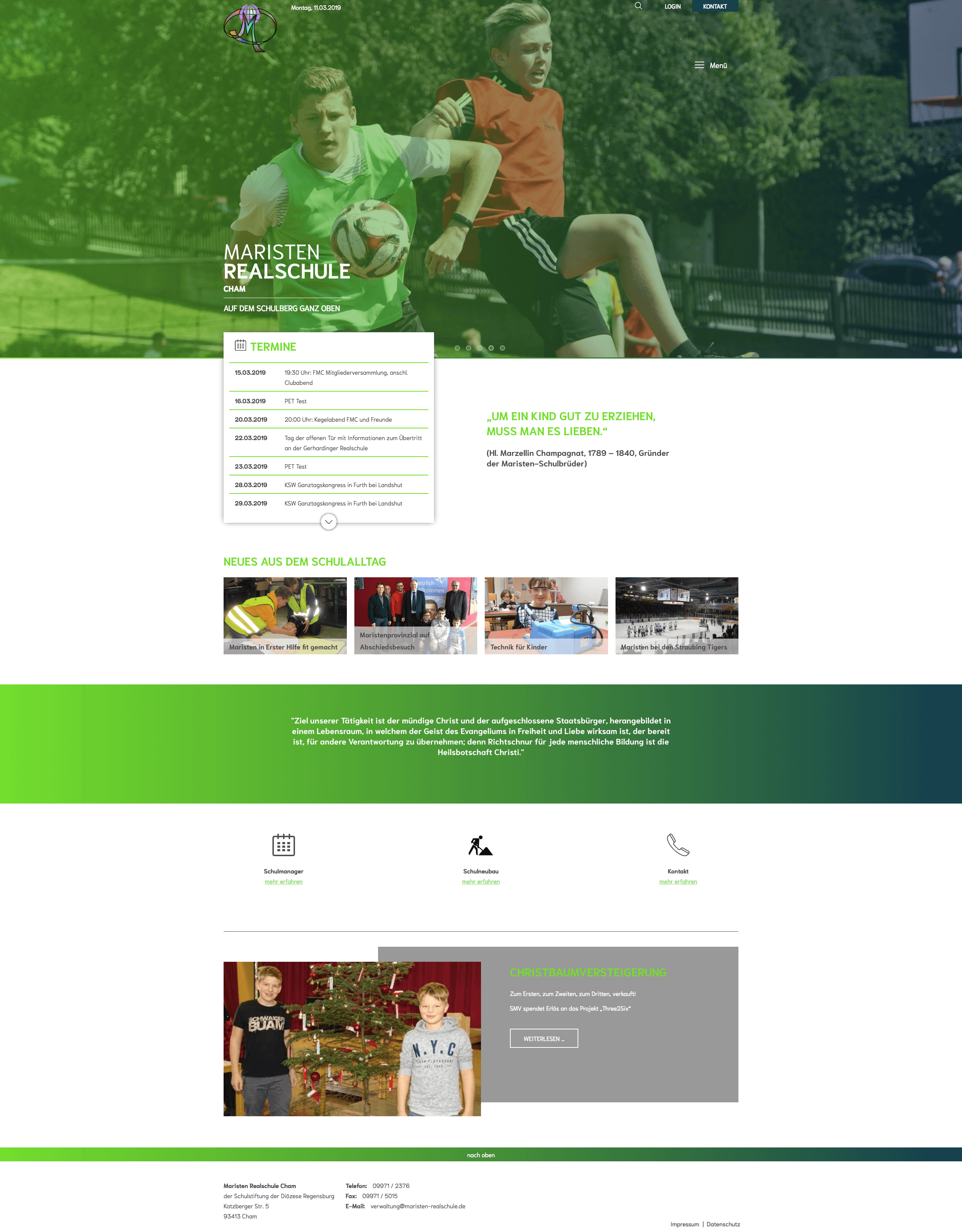 Desktop-Ansicht der Website maristen-realschule.de (Desktop)