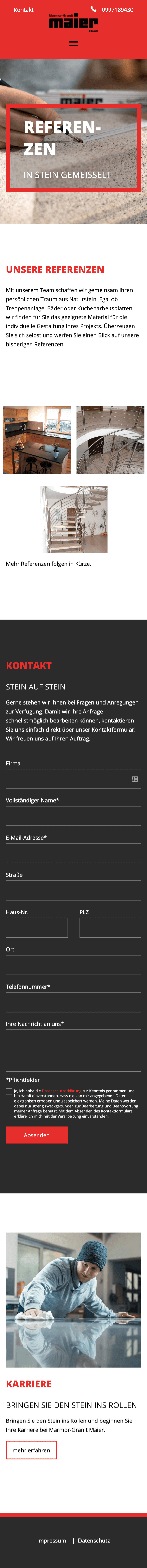 Mobile Ansicht der Website www.maiergranit.de (Mobile)