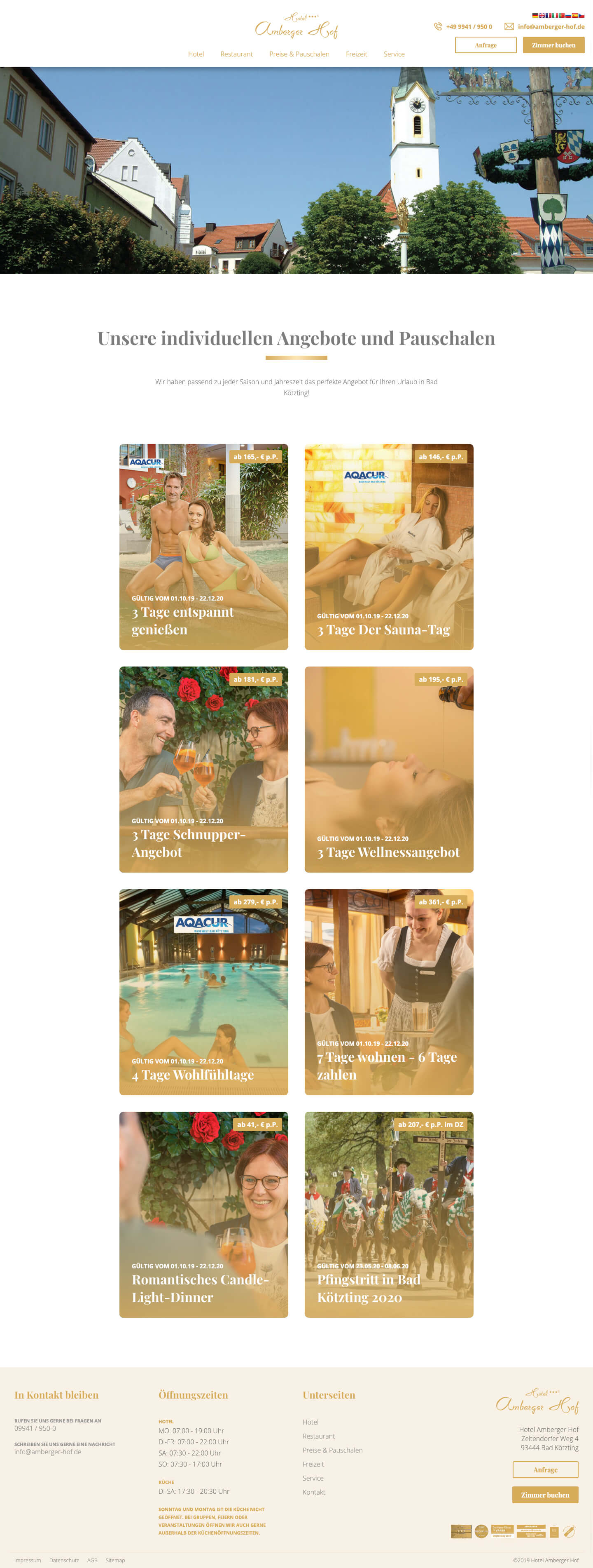 Screenshot Website amberger-hof.de Hotel Amberger Hof in Bad Kötzting (Desktop)