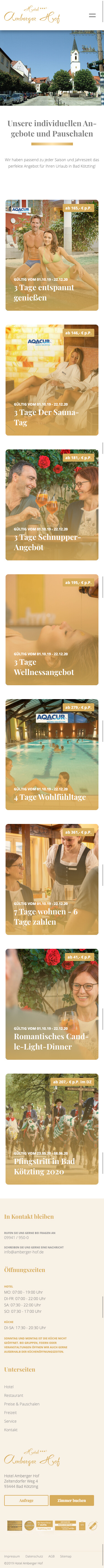 Screenshot Responsive Website amberger-hof.de Hotel Amberger Hof in Bad Kötzting (Mobile)