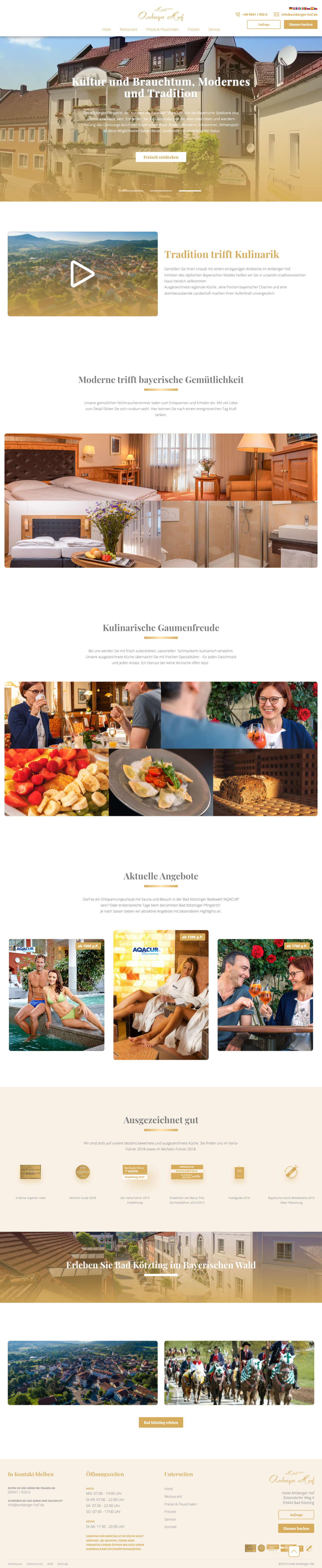 Screenshot Website amberger-hof.de Hotel Amberger Hof in Bad Kötzting (Desktop)