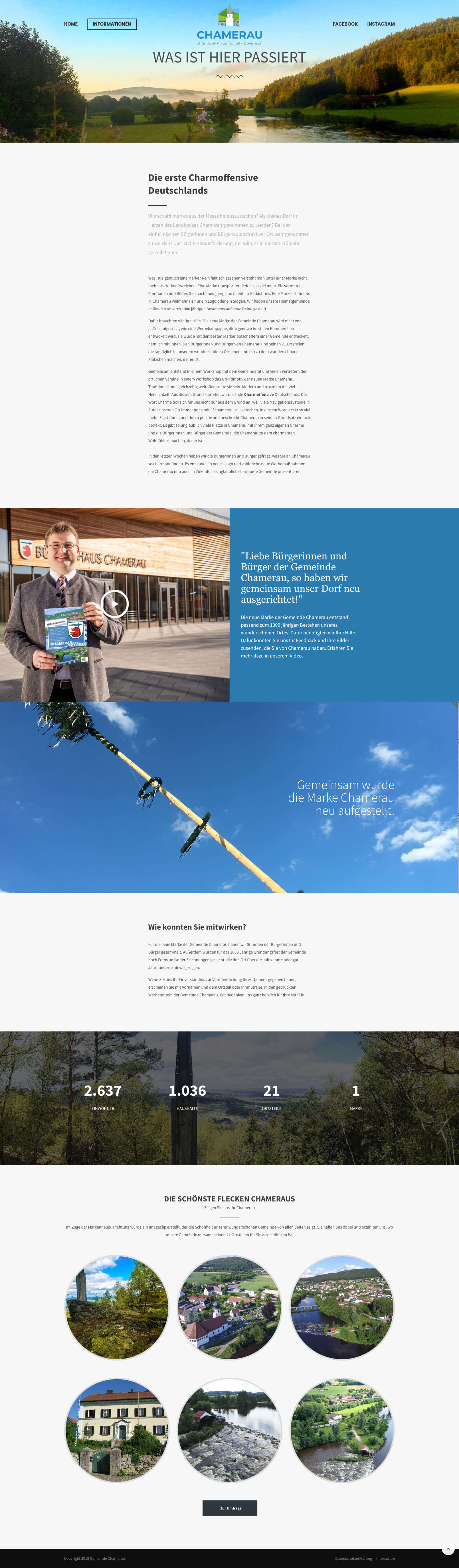 Screenshot der Website der Gemeinde Chamerau (Desktop)