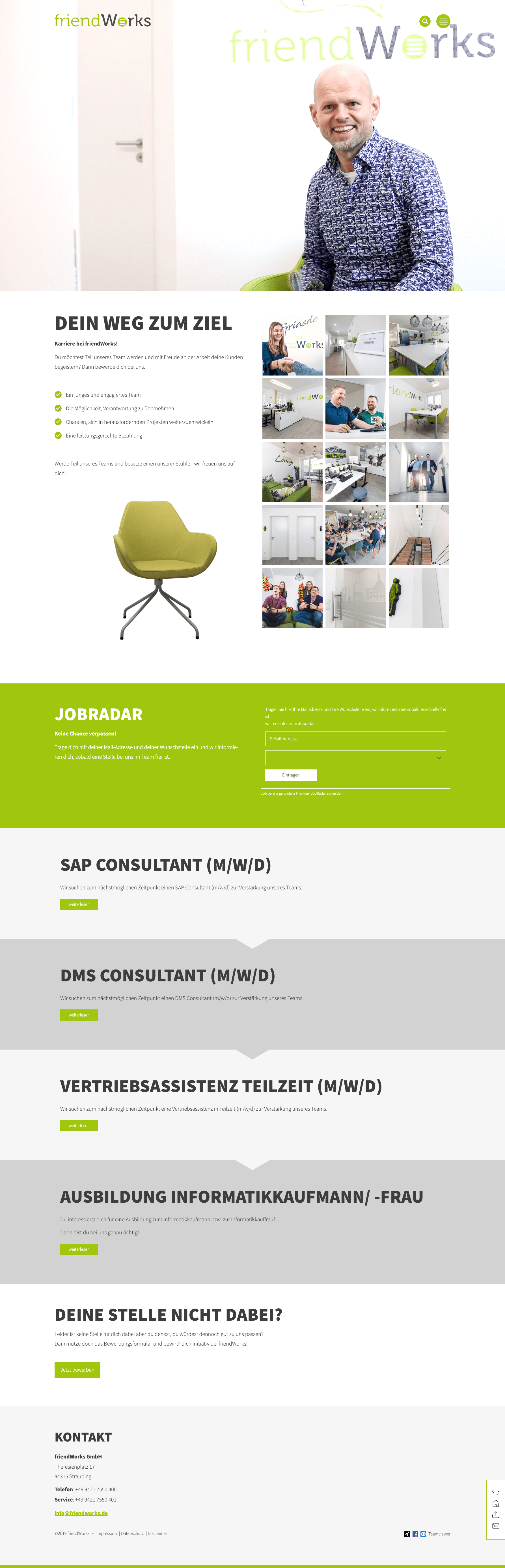 Screenshot der Karriere-Seite der friendWorks GmbH (Desktop)