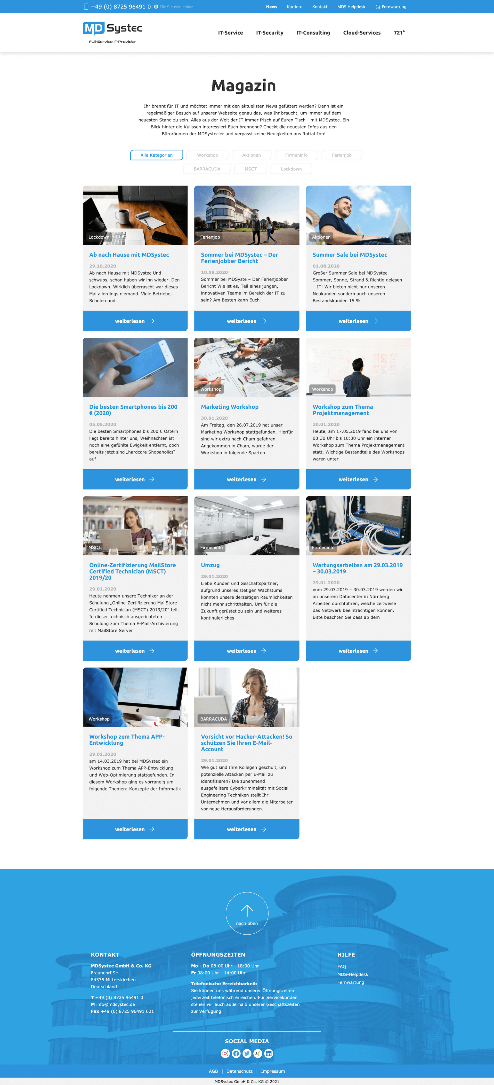 Desktop Ansicht der Magazin-Seite von MDSystec (Desktop)
