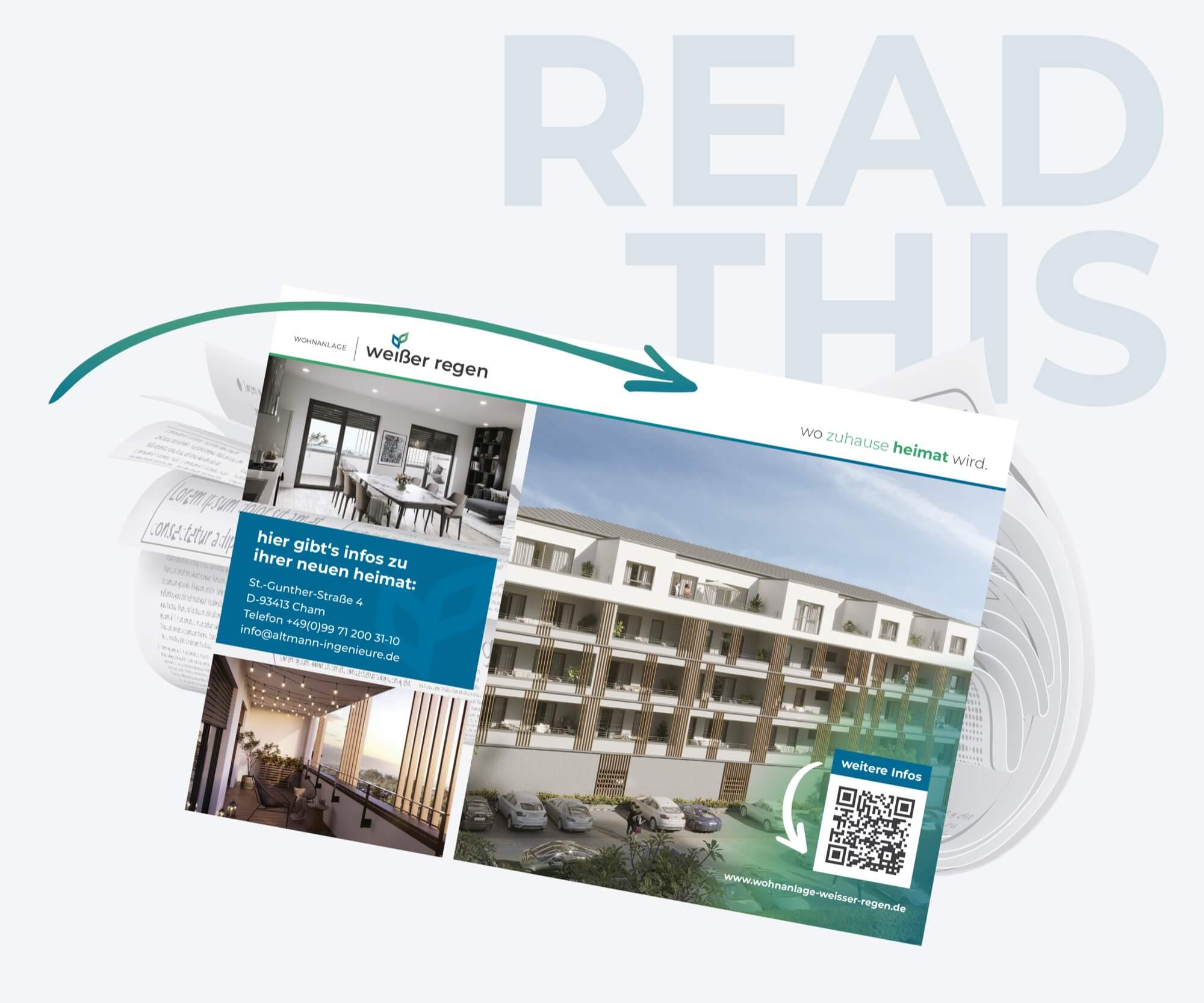 Zeitungsanzeige der Wohnanlage Weißer Regen